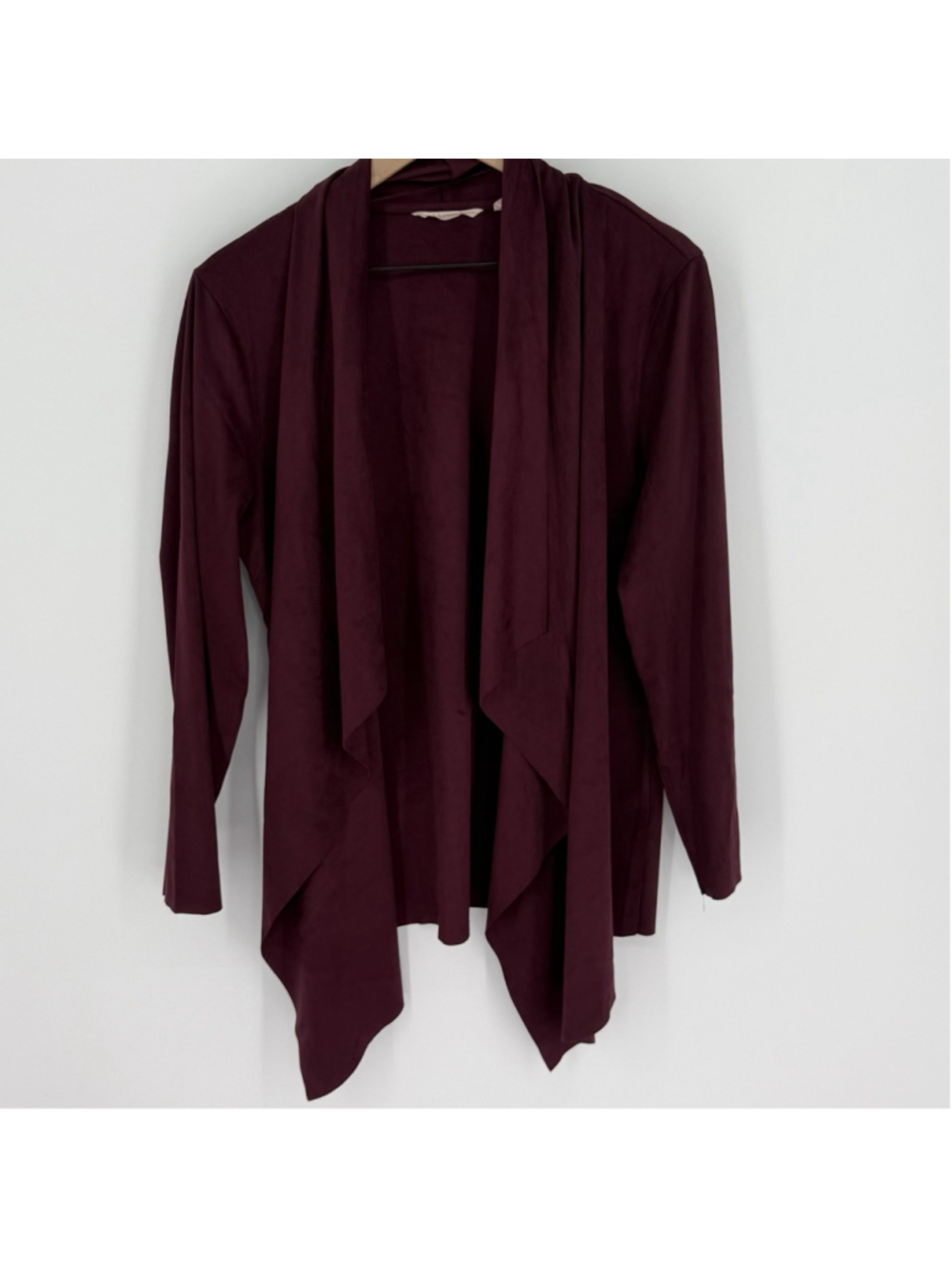 Soft Surroundings Waterfall Drape Faux Suede Jacket Size XL Purple Wine